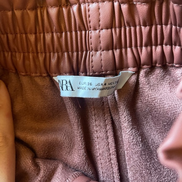 Zara Burgundy Leather Shorts - Picture 5 of 5